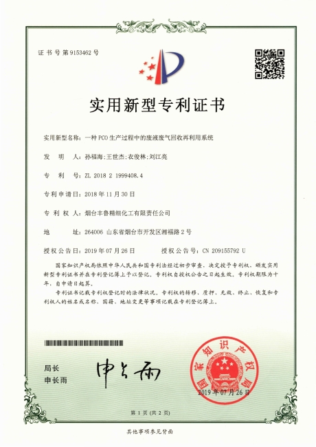 一種PCO生產(chǎn)過程中的廢液廢氣回收再利用系統(tǒng)